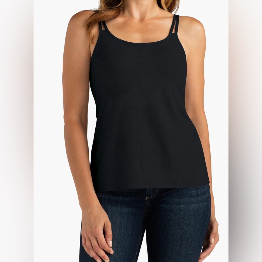 Amoena Valettta Camisole Tank Top Black Tencel Comfort Built In Bra Sz 16